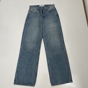 Just Black Denim The Relaxed Straight Leg Jeans Denim Medium Wash Size 25 EUC